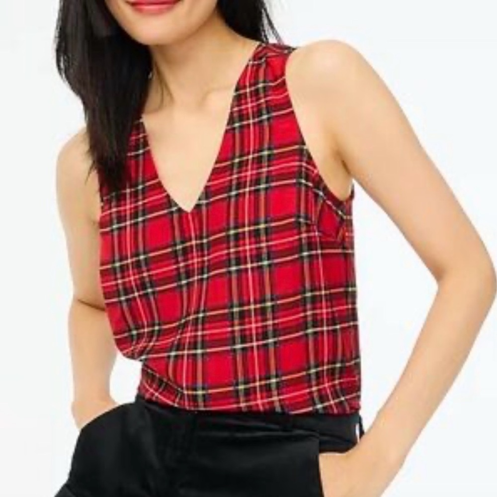 J. Crew Vibrant Red Checkered Tank Top